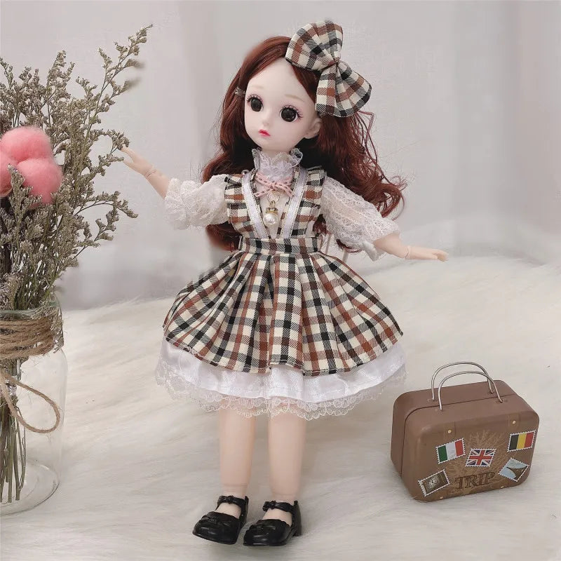 30cm BJD Doll with 12 Moveable Joints, 3D Brown Eyes, Clothes, and Shoes - Perfect Gift for Girls