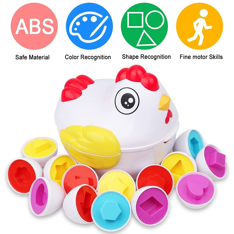 Eggcellent Learning Adventure: 12 Matching Eggs Montessori Sensory Baby Toy Set for Easter Fun and Educational Exploration of Colors, Shapes, and Sorting!