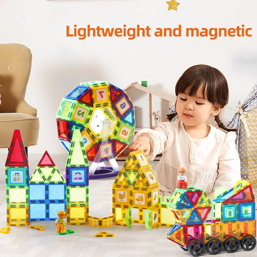 Magnetic Masterpiece: Crafting with Magnet Building Tiles and Clear Magnetic 3D Blocks Construction Set