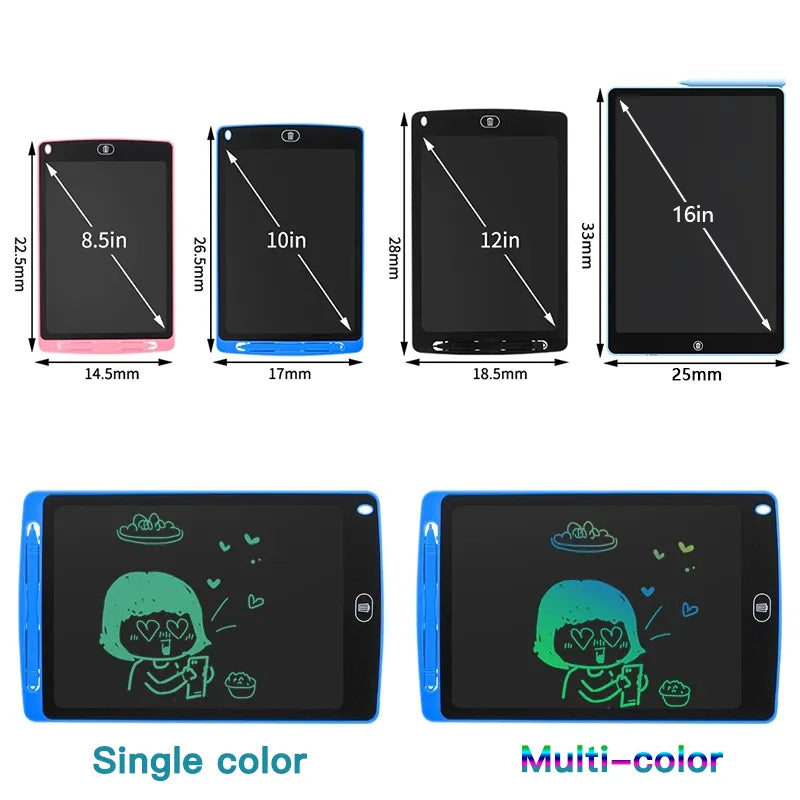 LCD Drawing Board - Creative Writing Tablet for Kids, Art and Magic Blackboard - Available in 8.5, 10, 12, and 16 Inches