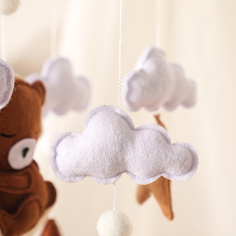 Adorable Cartoon Bear and Celestial Clouds to hang at the Baby's Crib