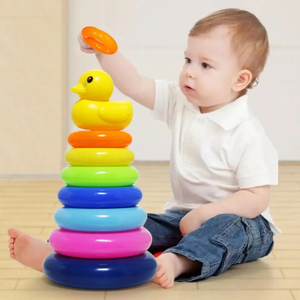 Colorful Rainbow Stacking Ring Tower Toy, Montessori Educational Baby Toy