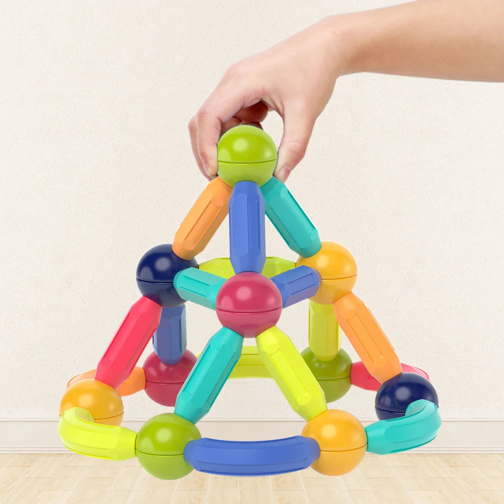 Montessori Magnetic Building Sticks: STEM Educational Toy Set for Toddlers, Kids - Construction, Learning, Stacking Fun!