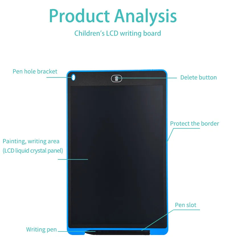 LCD Drawing Board - Creative Writing Tablet for Kids, Art and Magic Blackboard - Available in 8.5, 10, 12, and 16 Inches