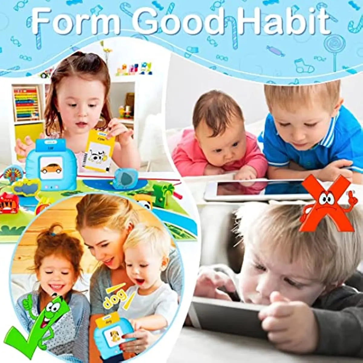 Interactive Learning Machine: Early Educational Toys for Baby Boys and Girls - Preschool Reading, 224 Sight Words Flash Cards, English Language Electronic Book