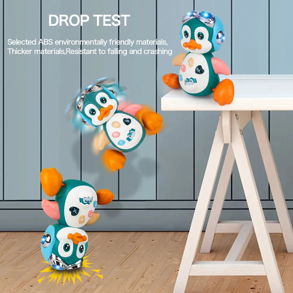 Interactive Musical Penguin: Infant Crawling Toy with Lights and Toddler Development Features