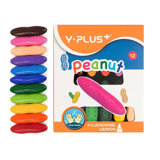 12-Piece Colorful Peanut Crayon Set: Children's Brush Gift Set with 12 Colors - Non-Toxic, Washable Crayons Safe for Babies Ages 1-3