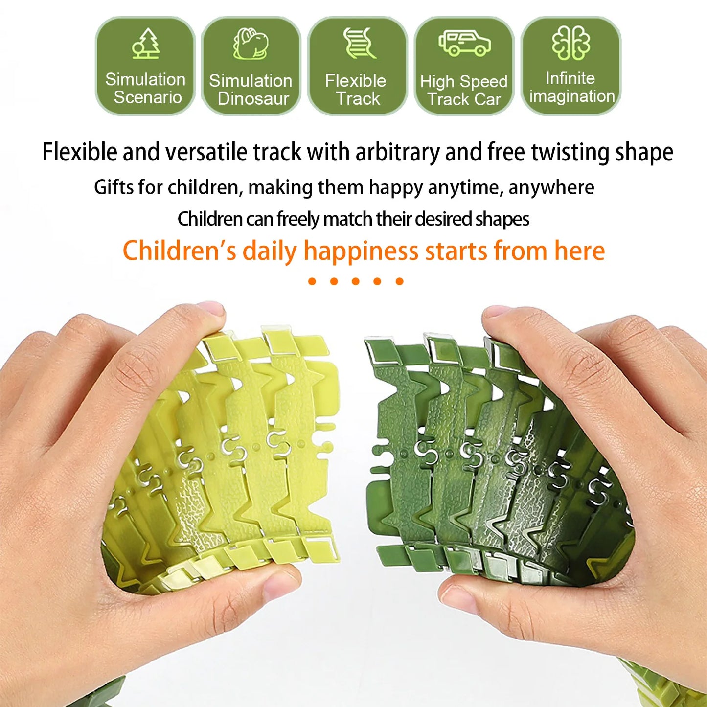 Interactive Dinosaur Railway Toy Car Set: Flexible Bendable Racing Track with Flashlight Cars - Educational Racing Toys for Kids