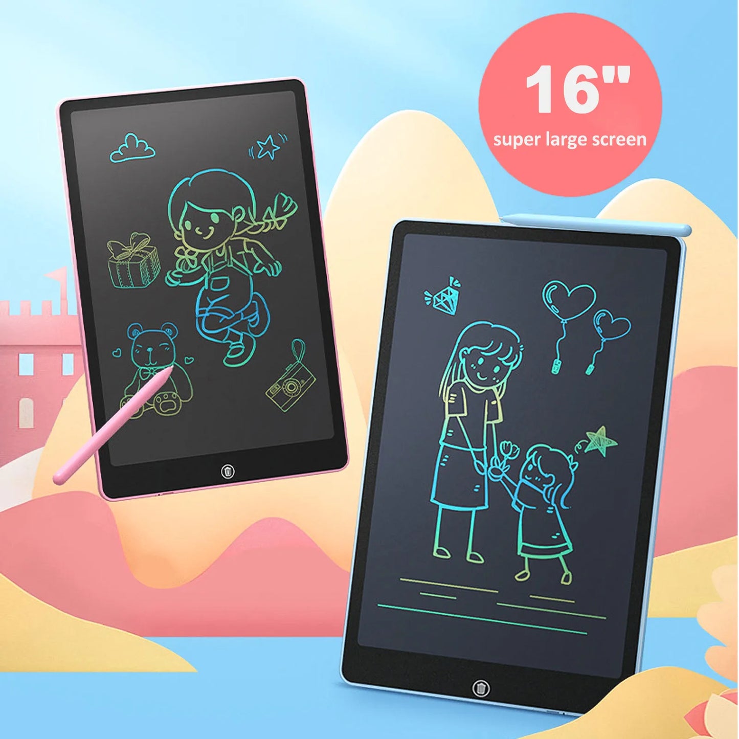 LCD Drawing Board - Creative Writing Tablet for Kids, Art and Magic Blackboard - Available in 8.5, 10, 12, and 16 Inches