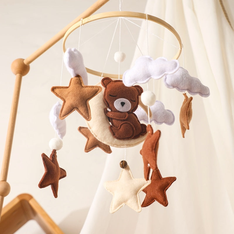 Adorable Cartoon Bear and Celestial Clouds to hang at the Baby's Crib