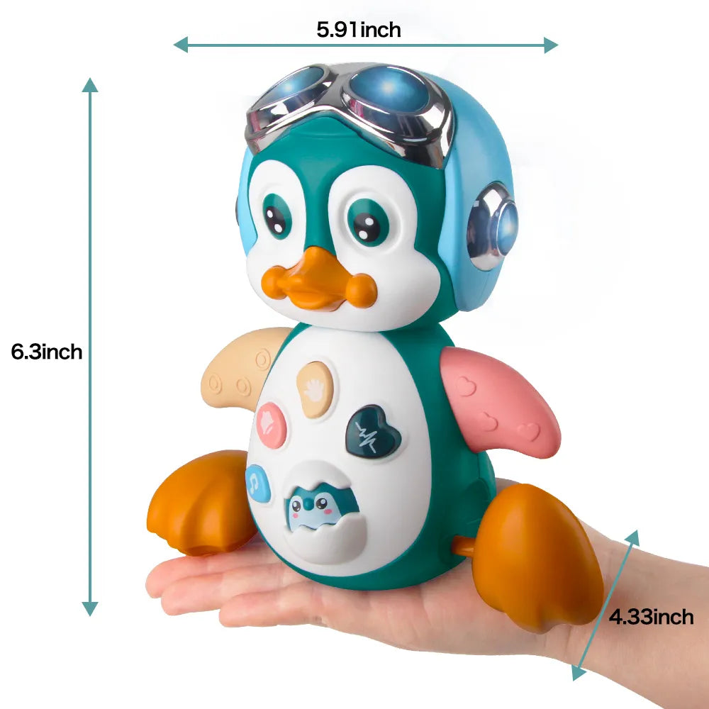 Interactive Musical Penguin: Infant Crawling Toy with Lights and Toddler Development Features