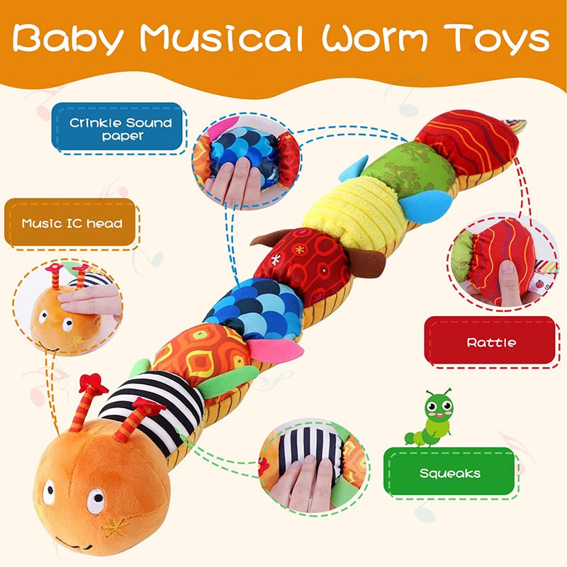 Sensory Delight: Musical Caterpillar Worm Plush Toy for Babies - A Perfect Interactive and Educational Gift!