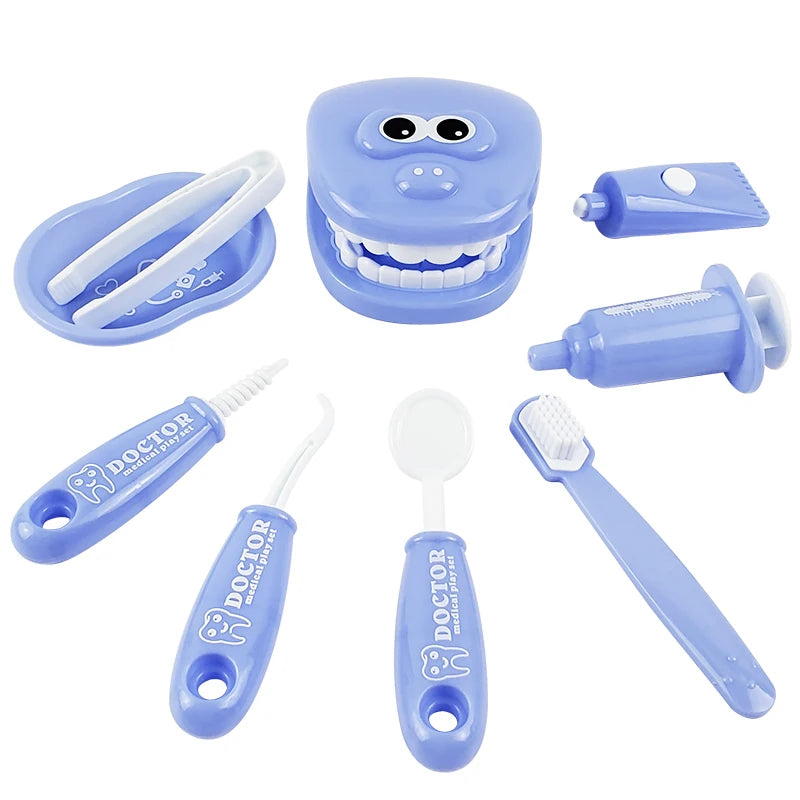 9-Piece Kids Dentist Play Set - Plastic Medical Kit for Pretend Play & Hygienic Habit Building