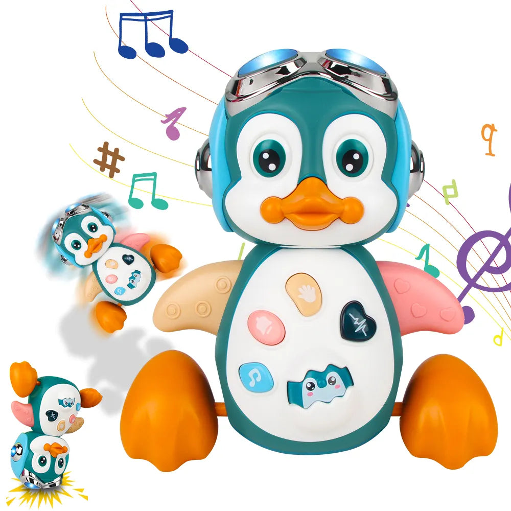 Interactive Musical Penguin: Infant Crawling Toy with Lights and Toddler Development Features