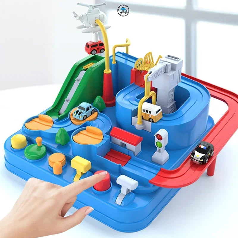 Interactive Racing Rail Car Model: Brain-Challenging Educational Toy for Kids, Track Adventure Game for Boys