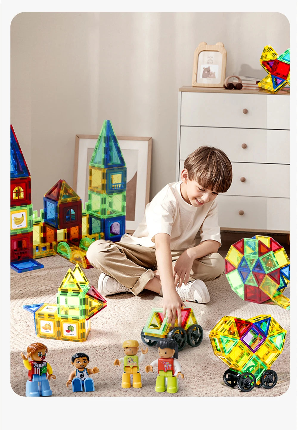 Magnetic Masterpiece: Crafting with Magnet Building Tiles and Clear Magnetic 3D Blocks Construction Set