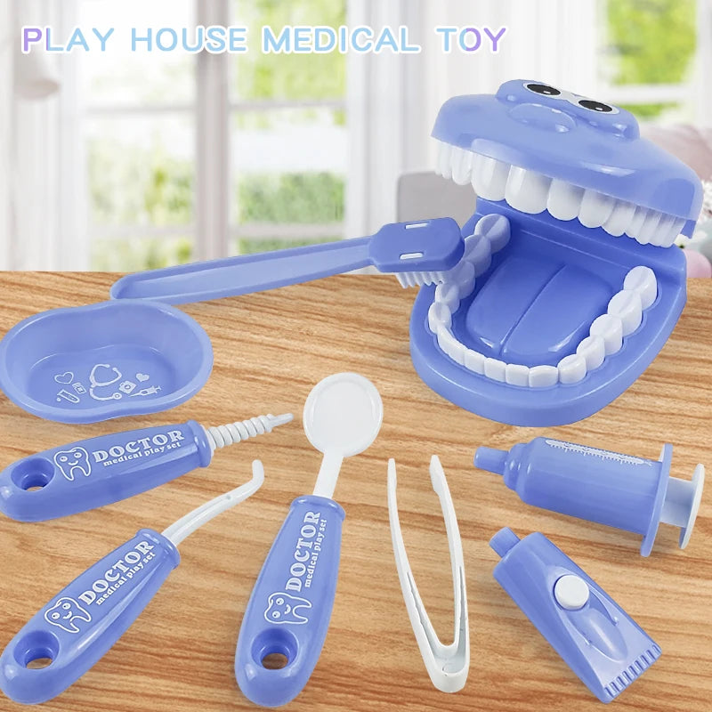 9-Piece Kids Dentist Play Set - Plastic Medical Kit for Pretend Play & Hygienic Habit Building