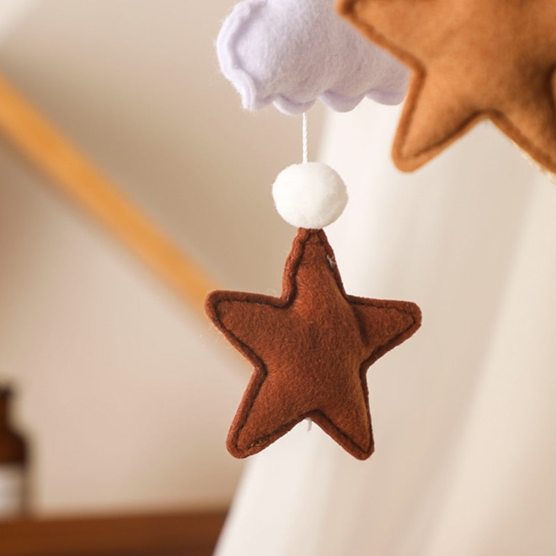 Adorable Cartoon Bear and Celestial Clouds to hang at the Baby's Crib