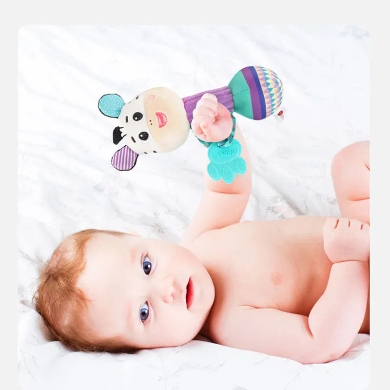 Rotating Rattle Ball: A Multi-Purpose Baby Development Toy with Silicone Teether for Baby Sensory Stimulation and Grasping Activities