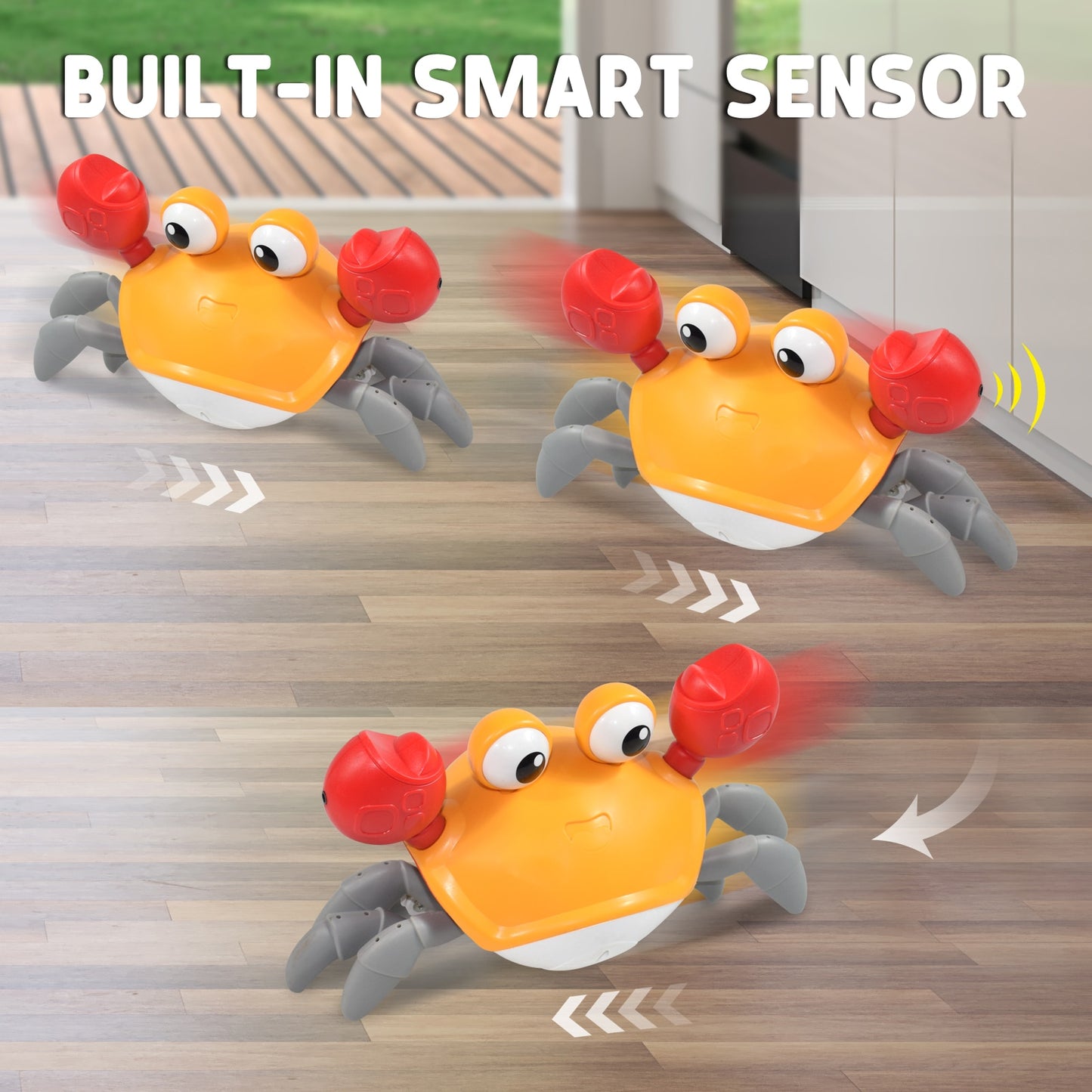 Crawling Crab Baby Toy: Interactive Fun with Lights, Music, and Obstacle Avoidance Sensors for Toddlers