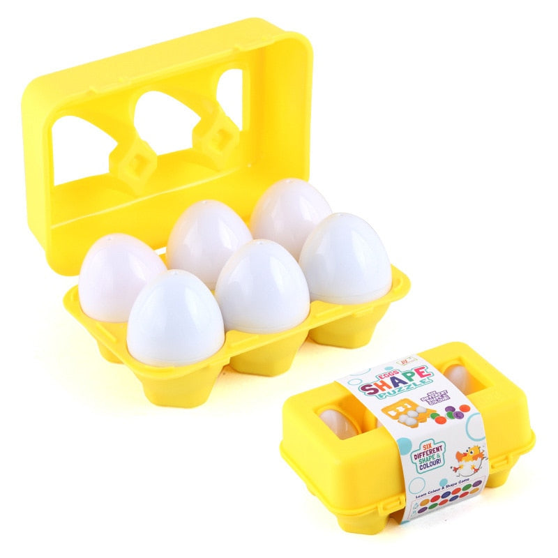 Eggcellent Learning Adventure: 12 Matching Eggs Montessori Sensory Baby Toy Set for Easter Fun and Educational Exploration of Colors, Shapes, and Sorting!