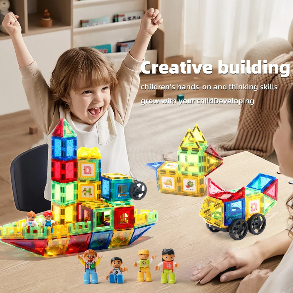 Magnetic Masterpiece: Crafting with Magnet Building Tiles and Clear Magnetic 3D Blocks Construction Set