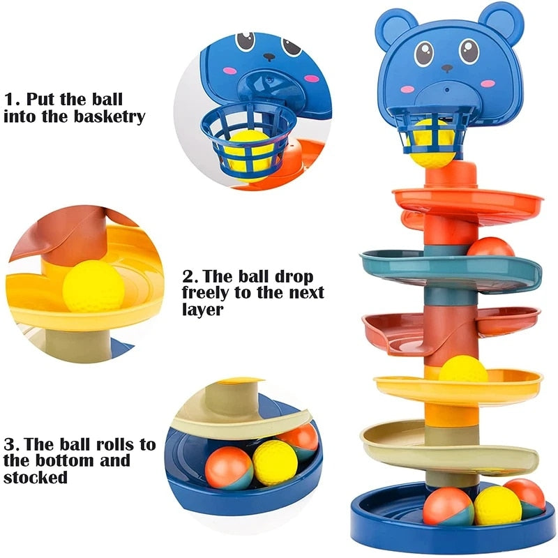 Rolling Ball Tower: Montessori Educational Game for Babies