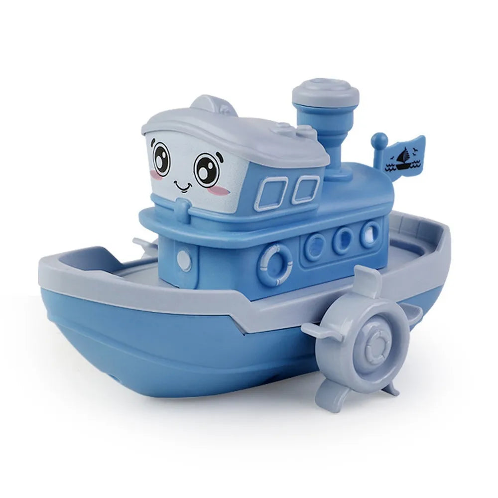 Cute Cartoon Ship Boat Clockwork Toy: Kids' Water Fun with Wind-Up Swimming Bath Toy