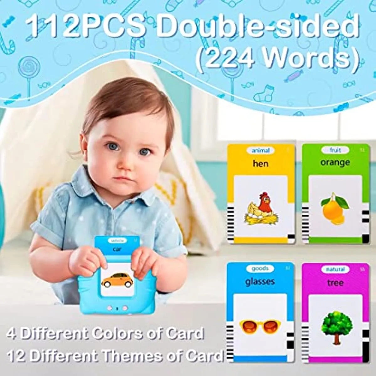 Interactive Learning Machine: Early Educational Toys for Baby Boys and Girls - Preschool Reading, 224 Sight Words Flash Cards, English Language Electronic Book