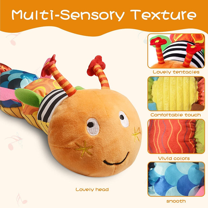 Sensory Delight: Musical Caterpillar Worm Plush Toy for Babies - A Perfect Interactive and Educational Gift!