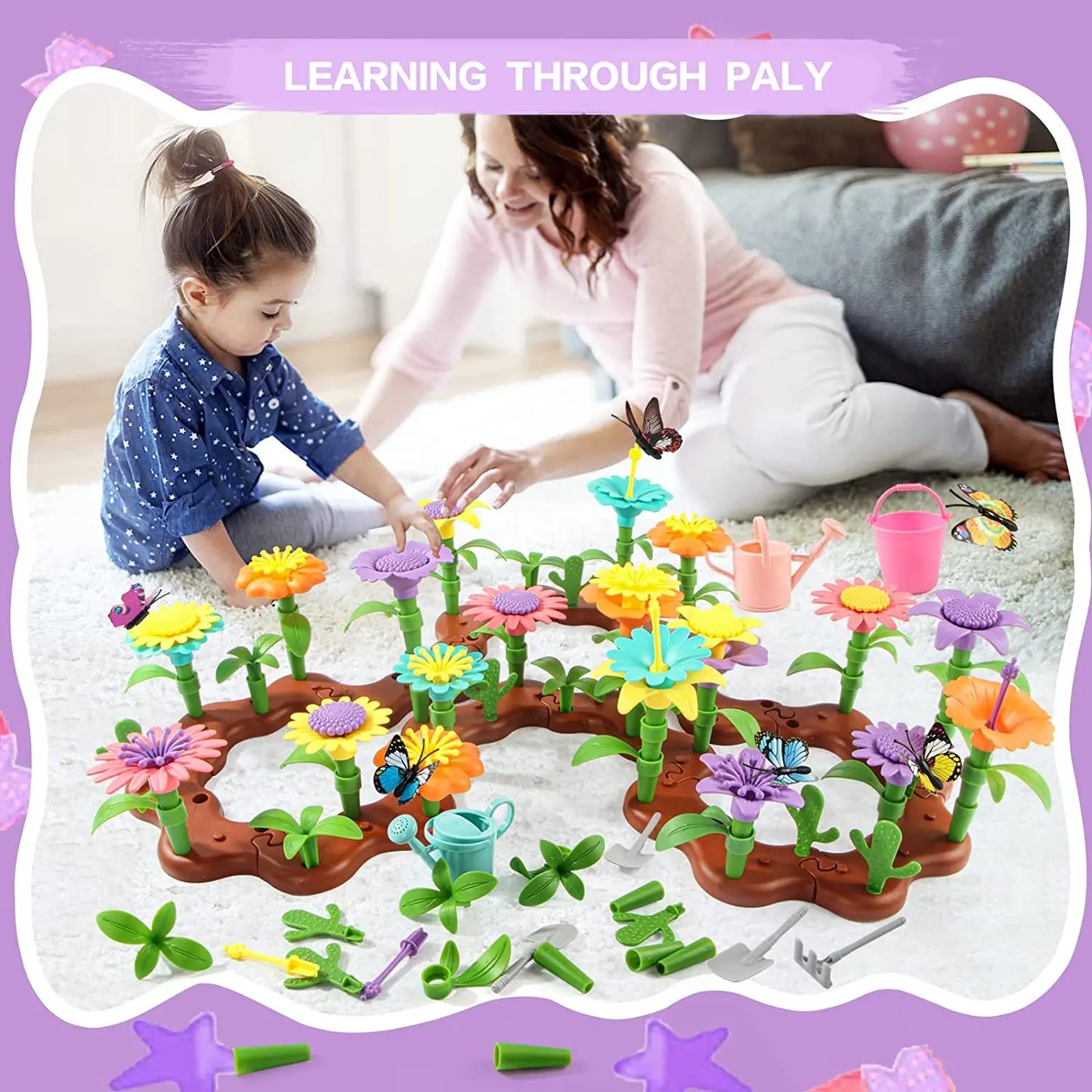 54-224pcs  Flower Garden Building Block Set: Creative DIY Construction Toy, STEM Creative Educational Toy