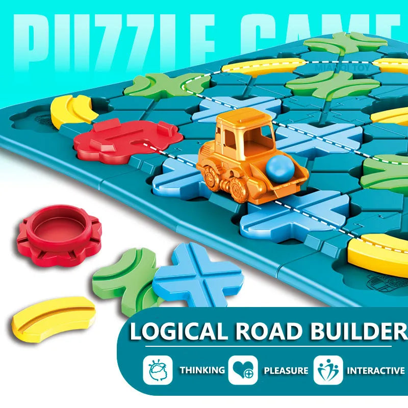 Montessori Road Maze: Smart Logic Building Game for Kids 4-8 - Learn, Play, and Assemble with Build-A-Track Educational Puzzle - STEM Board Games for Brain Teaser Challenges