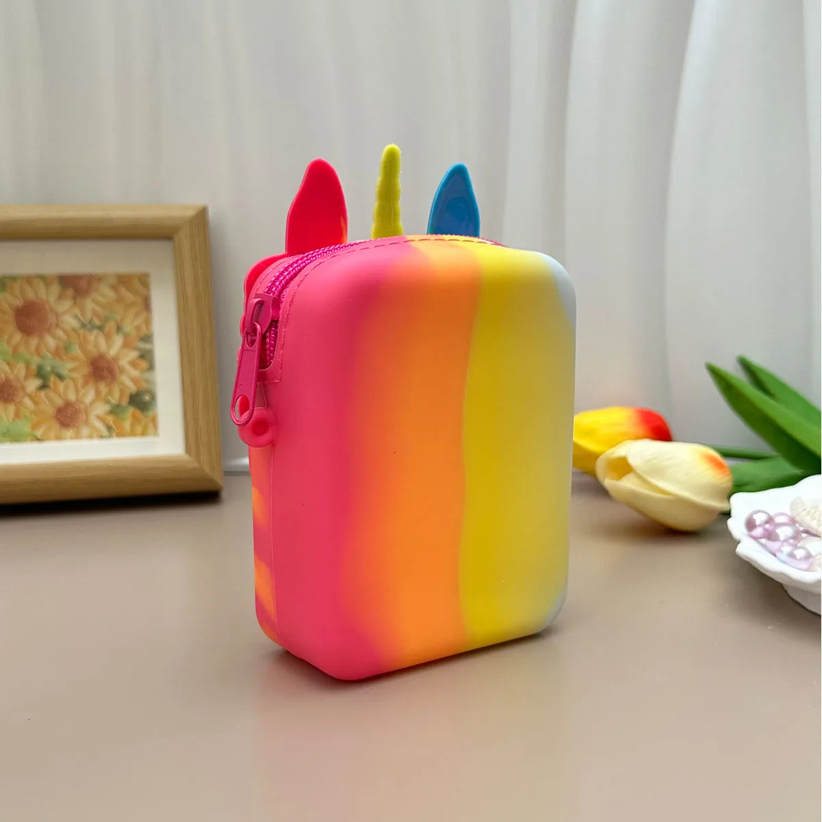 Silicone Rainbow Unicorn Coin Purse: Adorable Pop Fidget Toy Bag for Girls, Fashionable Bubble Push Purse