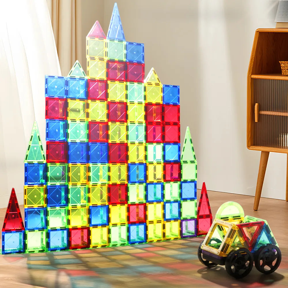 Magnetic Masterpiece: Crafting with Magnet Building Tiles and Clear Magnetic 3D Blocks Construction Set