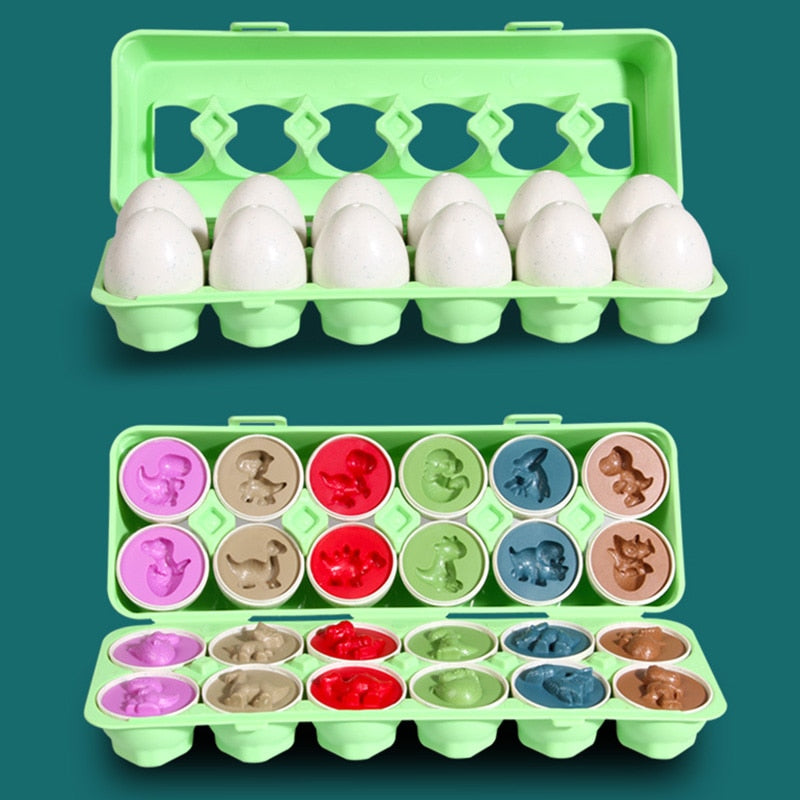 Eggcellent Learning Adventure: 12 Matching Eggs Montessori Sensory Baby Toy Set for Easter Fun and Educational Exploration of Colors, Shapes, and Sorting!