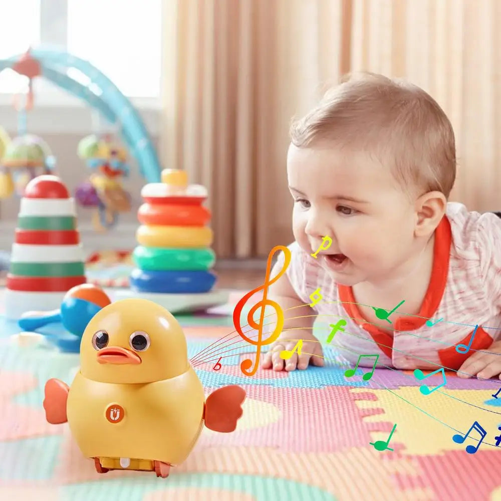 Electronic Musical Duck Toy: Magnetic Swinging, Walking, Crawling - Adorable Baby Toy