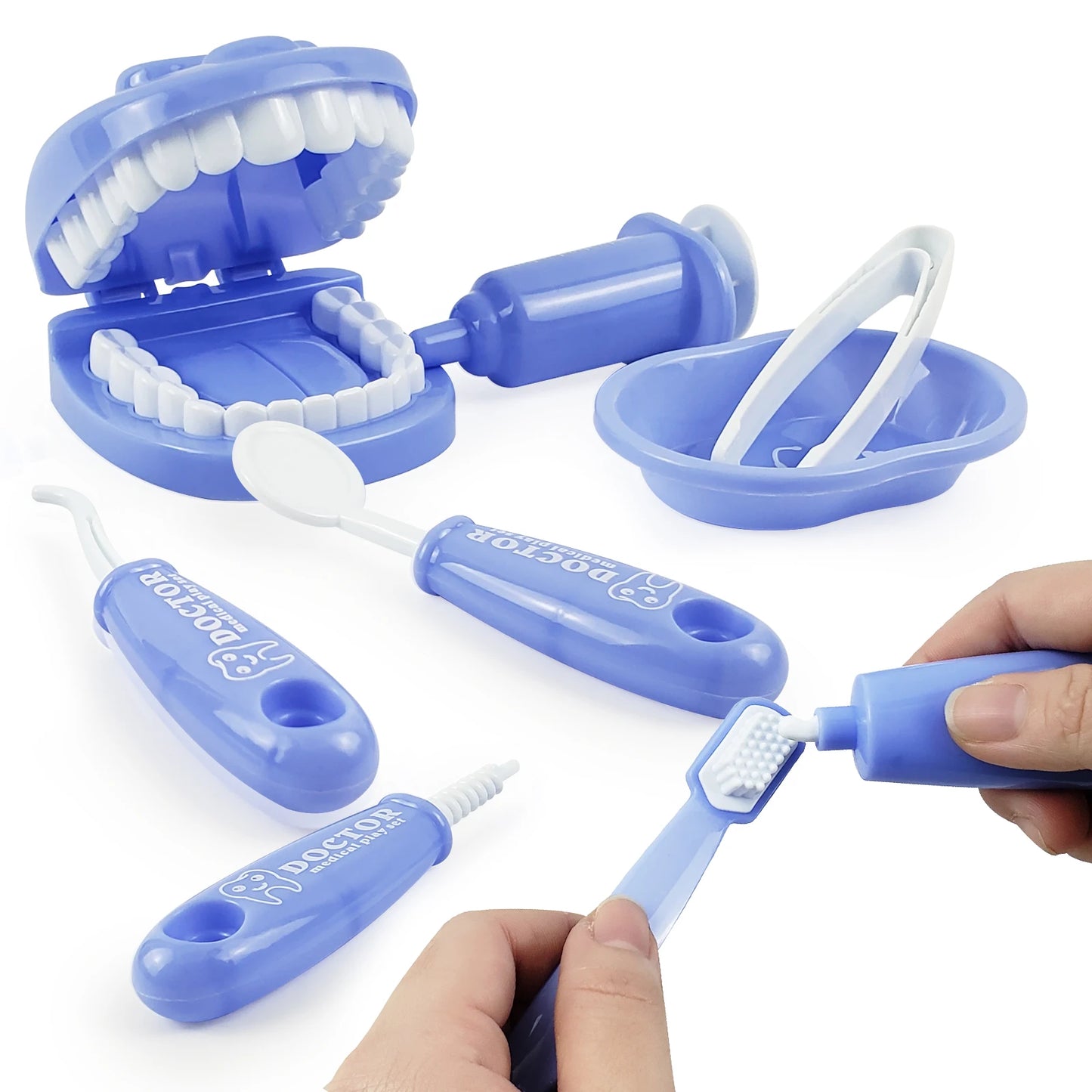 9-Piece Kids Dentist Play Set - Plastic Medical Kit for Pretend Play & Hygienic Habit Building