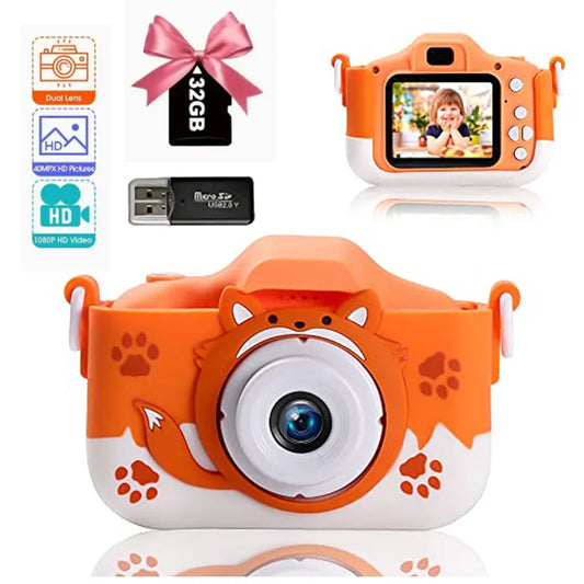 40MP HD 1080P Children's Digital Camera with USB Charger, Built-In Games, and Shockproof Silicone Protection Cover