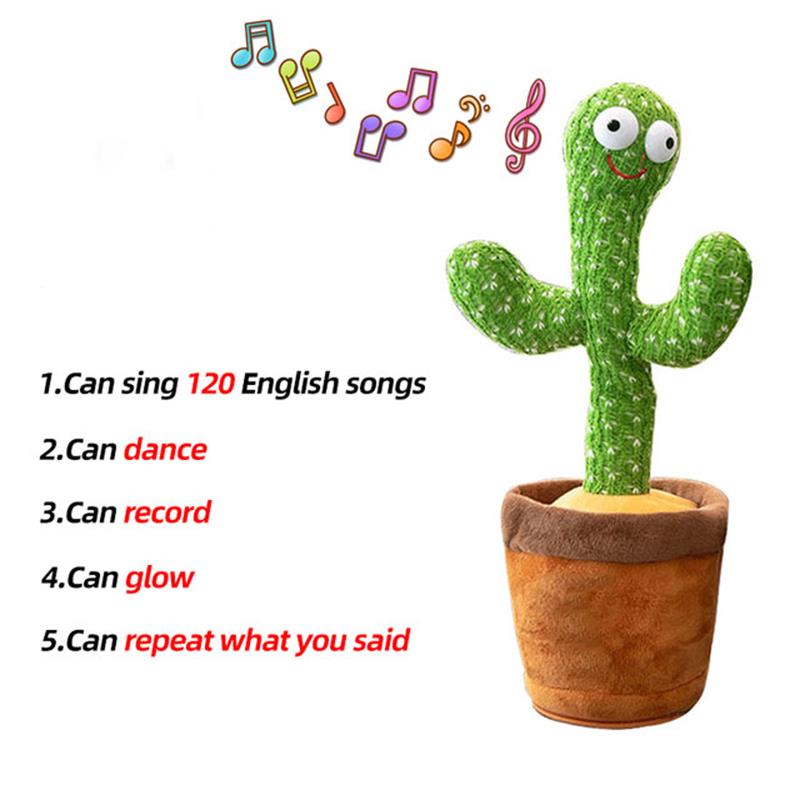 The Dancing Cactus Repeat Talking Toy with Wriggle, Sing, and Recording Capabilities