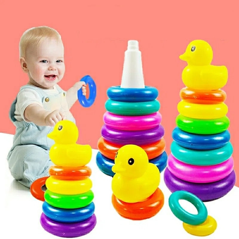 Colorful Rainbow Stacking Ring Tower Toy, Montessori Educational Baby Toy