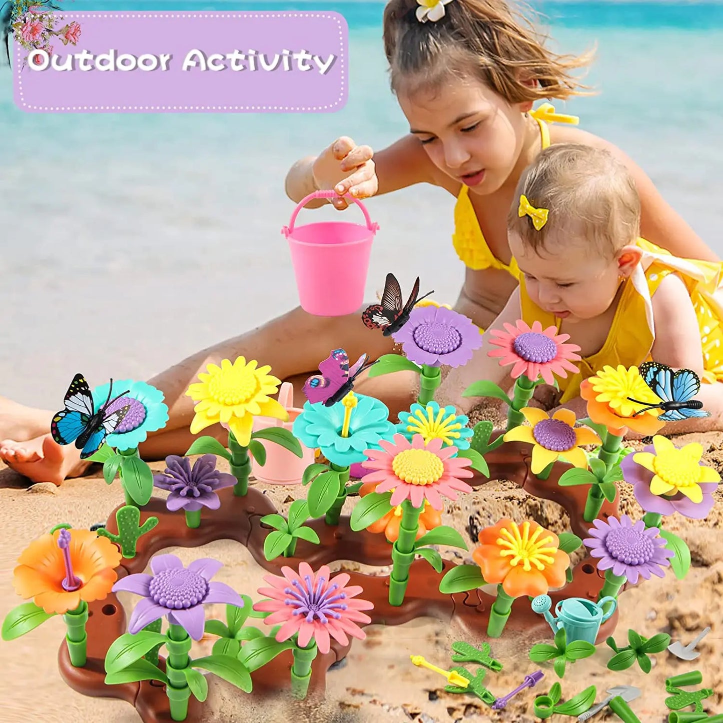 54-224pcs  Flower Garden Building Block Set: Creative DIY Construction Toy, STEM Creative Educational Toy