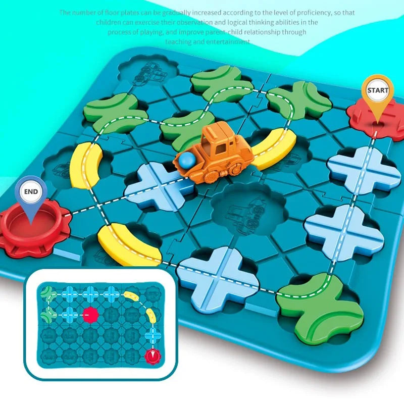 Montessori Road Maze: Smart Logic Building Game for Kids 4-8 - Learn, Play, and Assemble with Build-A-Track Educational Puzzle - STEM Board Games for Brain Teaser Challenges