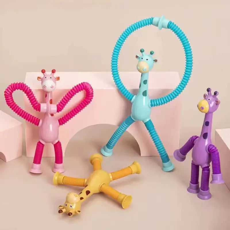 Telescopic Giraffe Suction Cup Pop Tubes – Sensory Fidget & Stress Relief Toy for Kids