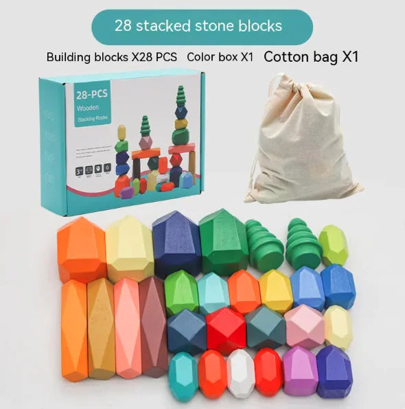 Wooden Balancing Stacking Stones – Colorful Montessori STEM Toy for Kids Ages 3-6 | Educational & Sensory Gift for Boys & Girls