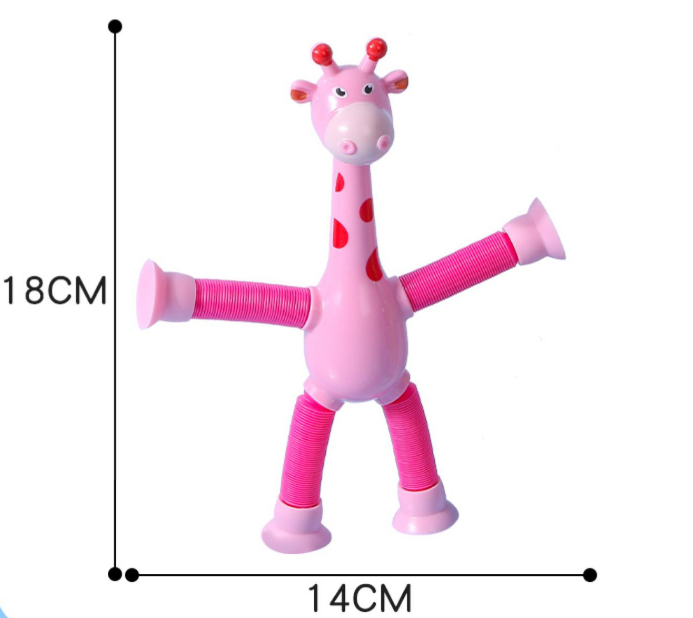 Telescopic Giraffe Suction Cup Pop Tubes – Sensory Fidget & Stress Relief Toy for Kids