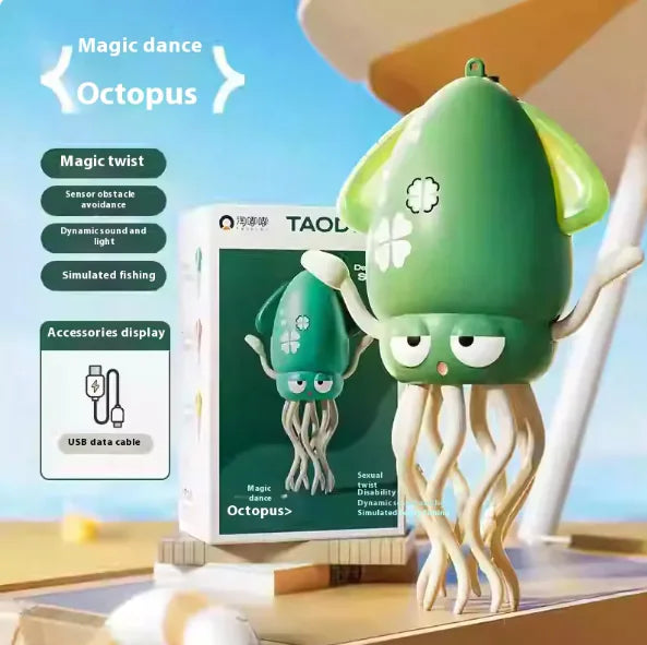 Interactive Dancing Octopus Toy – Obstacle Avoidance, Crawling & Musical Baby Toy, Rechargeable Tummy Time Squid for Kids Ages 3–6