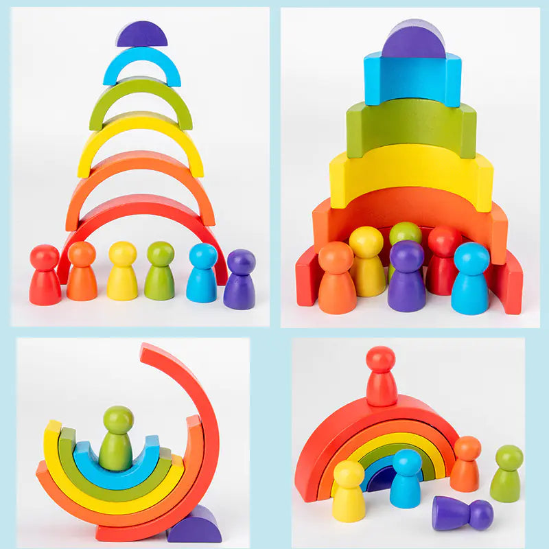 Rainbow Arch Building Blocks – Montessori Wooden Toy 🌈✨