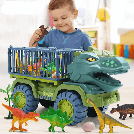 Dinosaur Truck Transport Carrier - Vehicle with Dino Animal Model, Tyrannosaurus Rex Game - Perfect for Kids, Boys and Girls