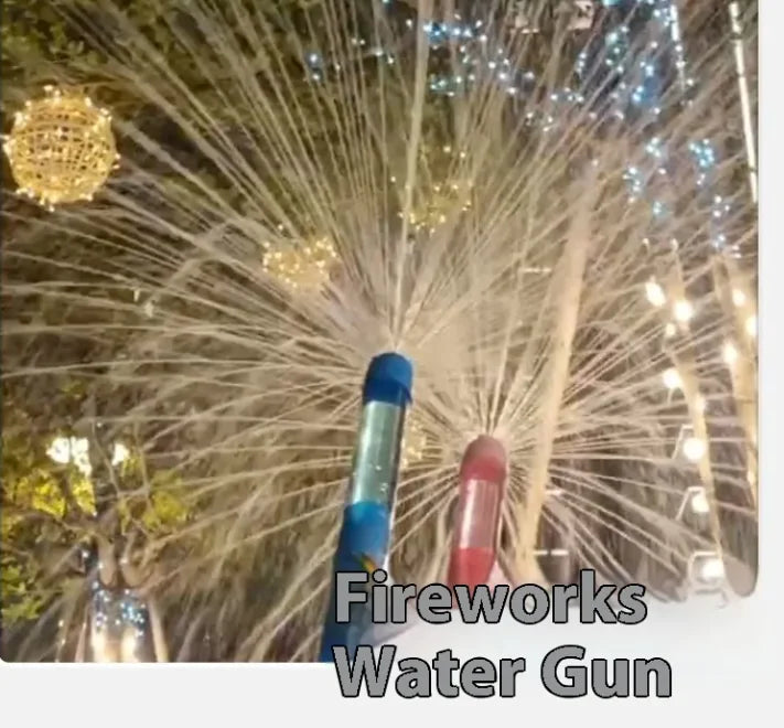 Firework Water Spray Gun – Pull-Out Water Guns in Fireworks Style, Fun Water Spray Toys for Parties, Concerts, Water Festivals, Pool Parties, and Family Gatherings (Blue, Pink, Purple, Yellow)