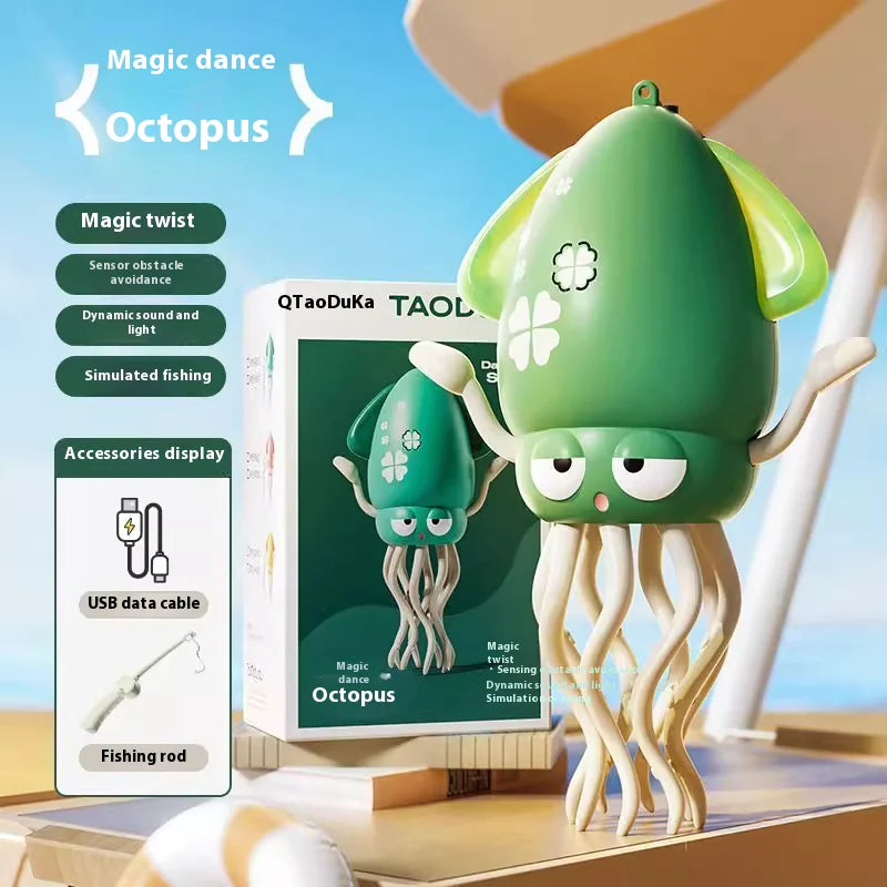Interactive Dancing Octopus Toy – Obstacle Avoidance, Crawling & Musical Baby Toy, Rechargeable Tummy Time Squid for Kids Ages 3–6